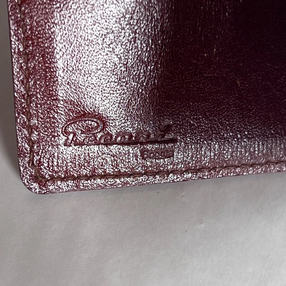 Pearl Bogata Mens Leather Bifold Money Clip Wallet Burgundy Red Brown Slim